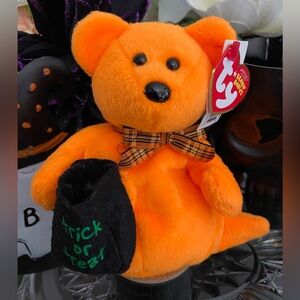 👻 TY BEANIE BABY RARE RETIRED HALLOWEEN GHOST BEAR “HAUNTED”. BORDERS EXCLUSIVE